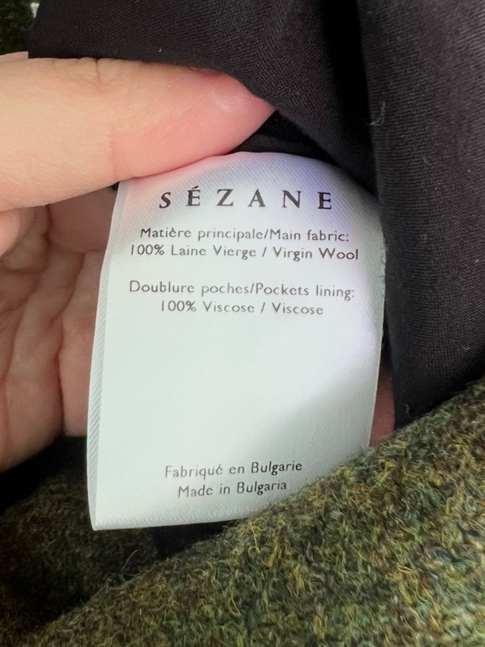 Sezane Lukas Trousers High-Waist Belted Wide-Leg Wool Olive Green Size 42 US 10 - Picture 9 of 10